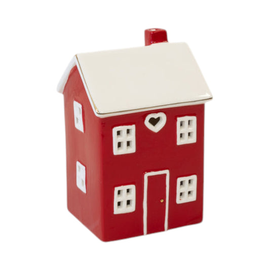 Tall Red Ceramic LED Heart House