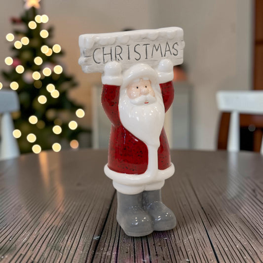 White Santa Christmas Decoration 22cm
