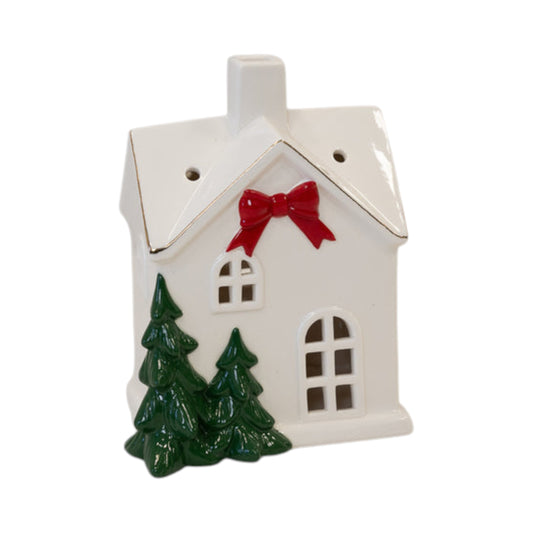Large Christmas Home with Red Bow