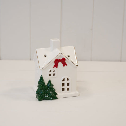 Medium Christmas Home with Red Bow