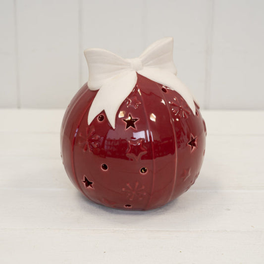 Traditional Red LED Bauble with Bow