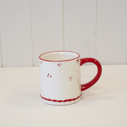 Snowflake Red Detailed Mug Christmas Decoration