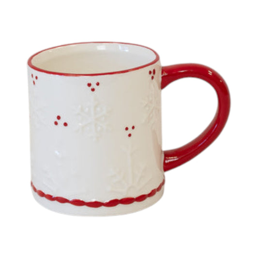 Snowflake Red Detailed Mug Christmas Decoration