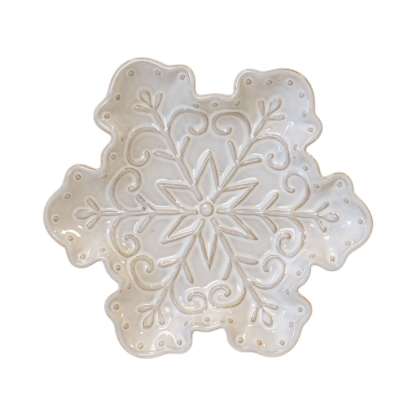 Natural Ceramic Snowflake Plate 21cm