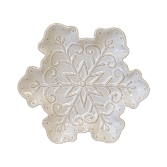 Natural Ceramic Snowflake Plate 21cm