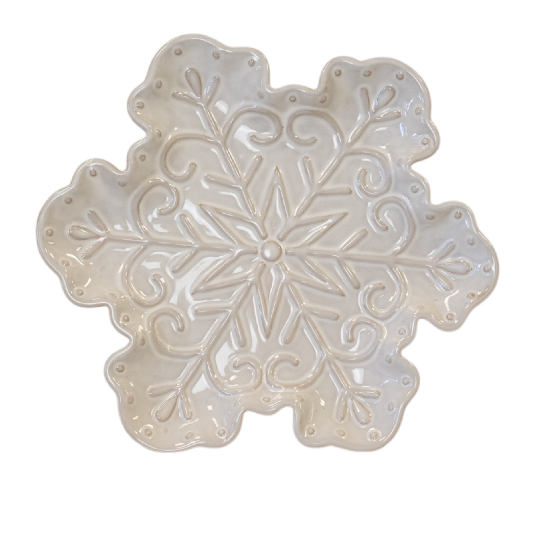 Large Natural Ceramic Snowflake Plate 26cm