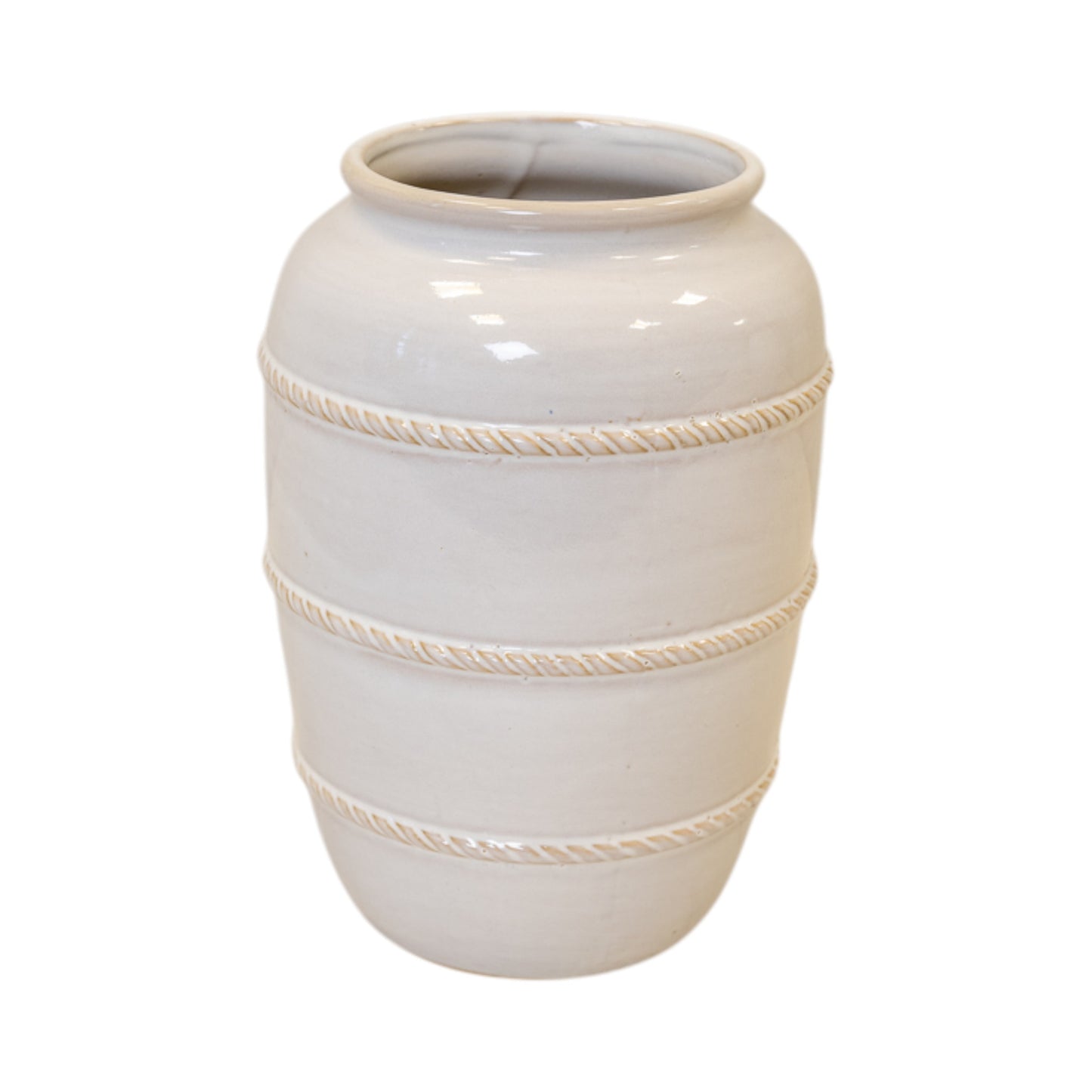 Small Natural Rustic Ceramic Vase with Rope Detail
