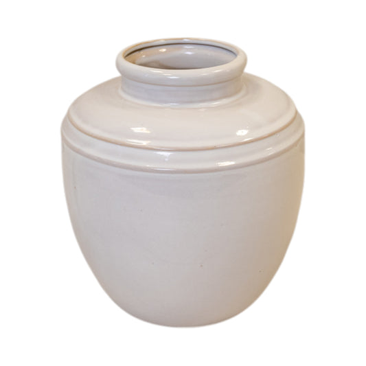 Large Natural Rustic Ceramic Vase with Double Line Detail