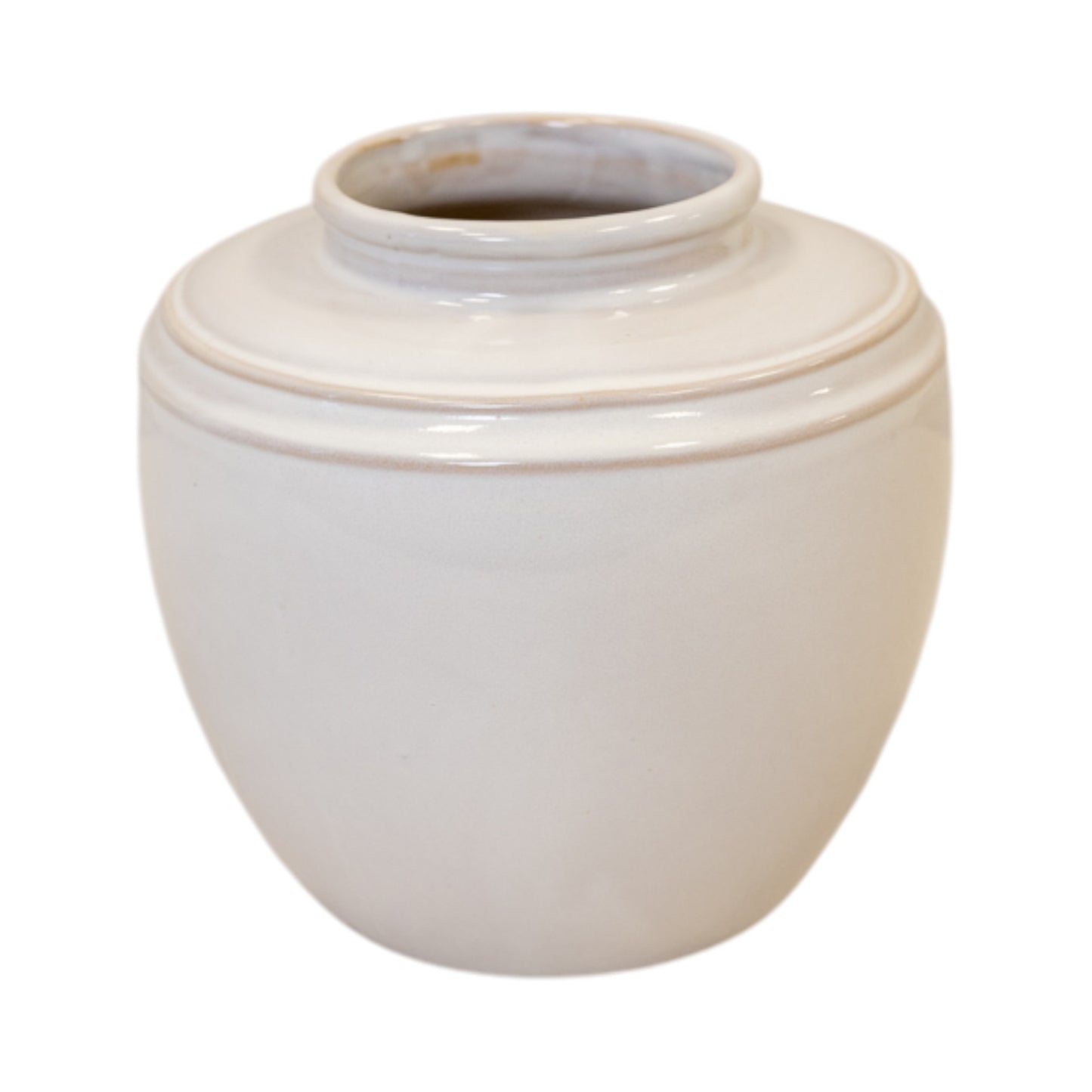 Small Natural Rustic Ceramic Vase with Double Line Detail