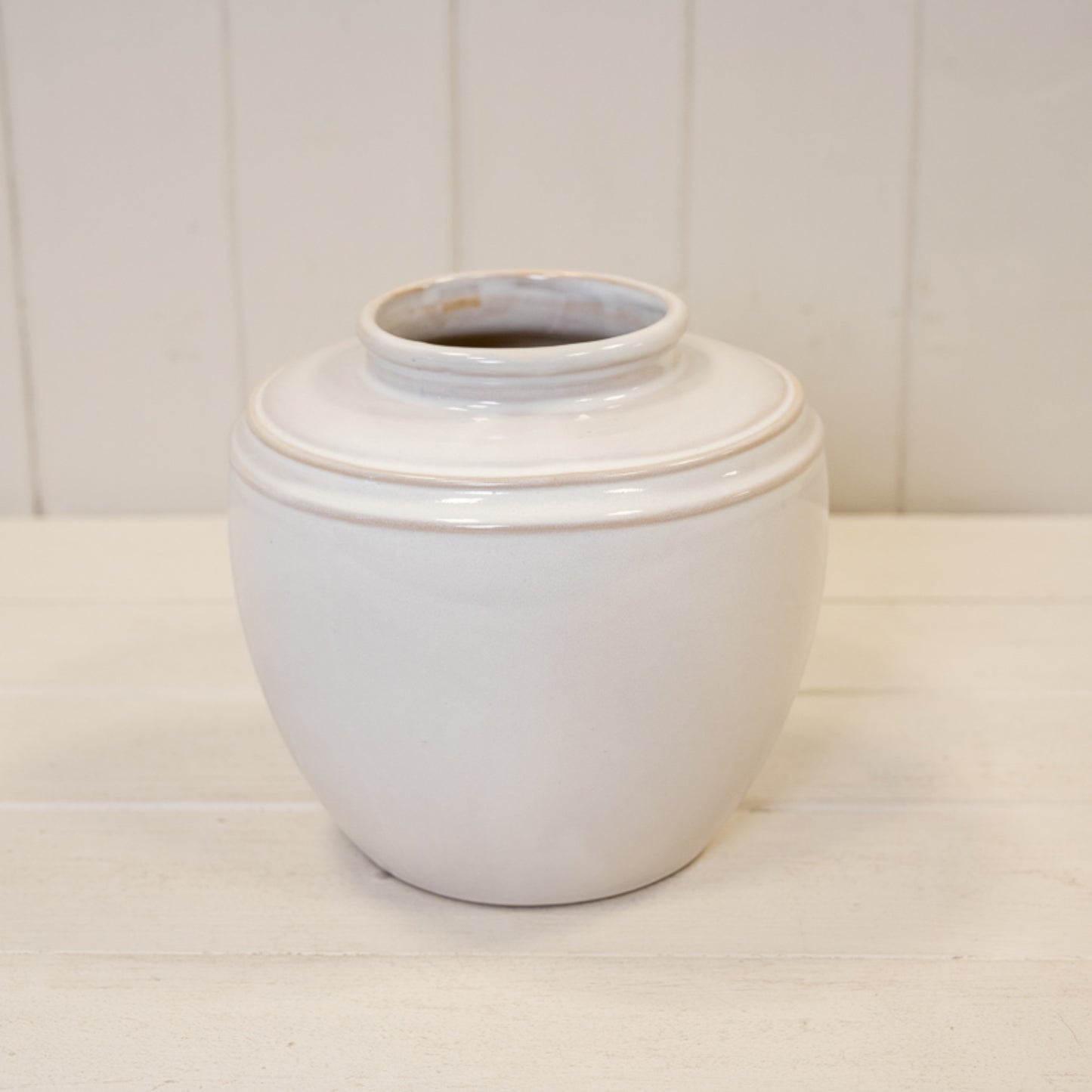 Small Natural Rustic Ceramic Vase with Double Line Detail