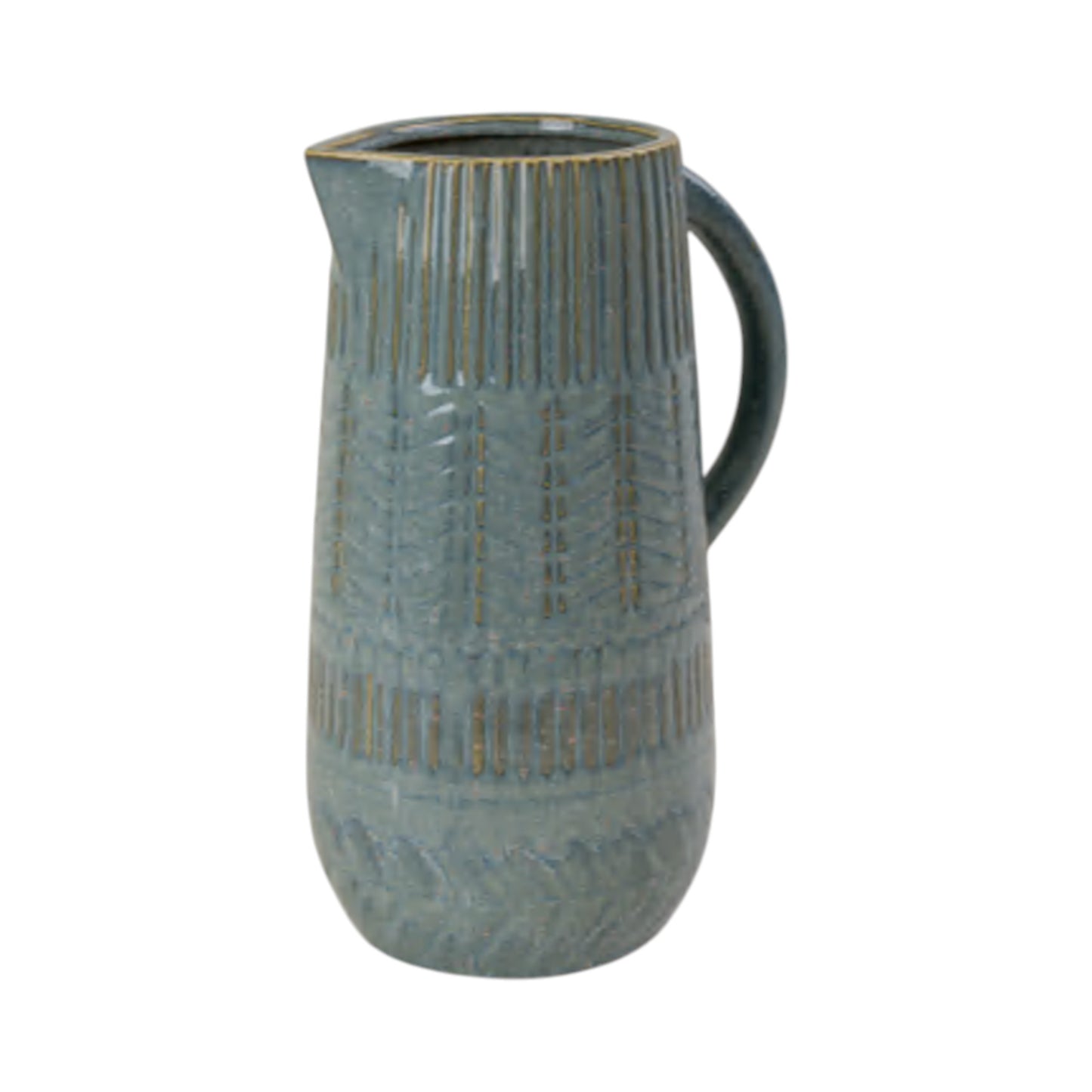 Rustic Blue Ceramic Jug for Floral and Home Decor