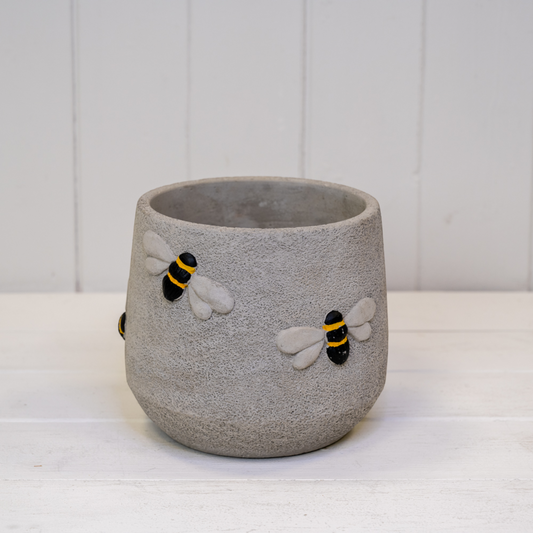 Cement Bee Planter with Embossed Detail