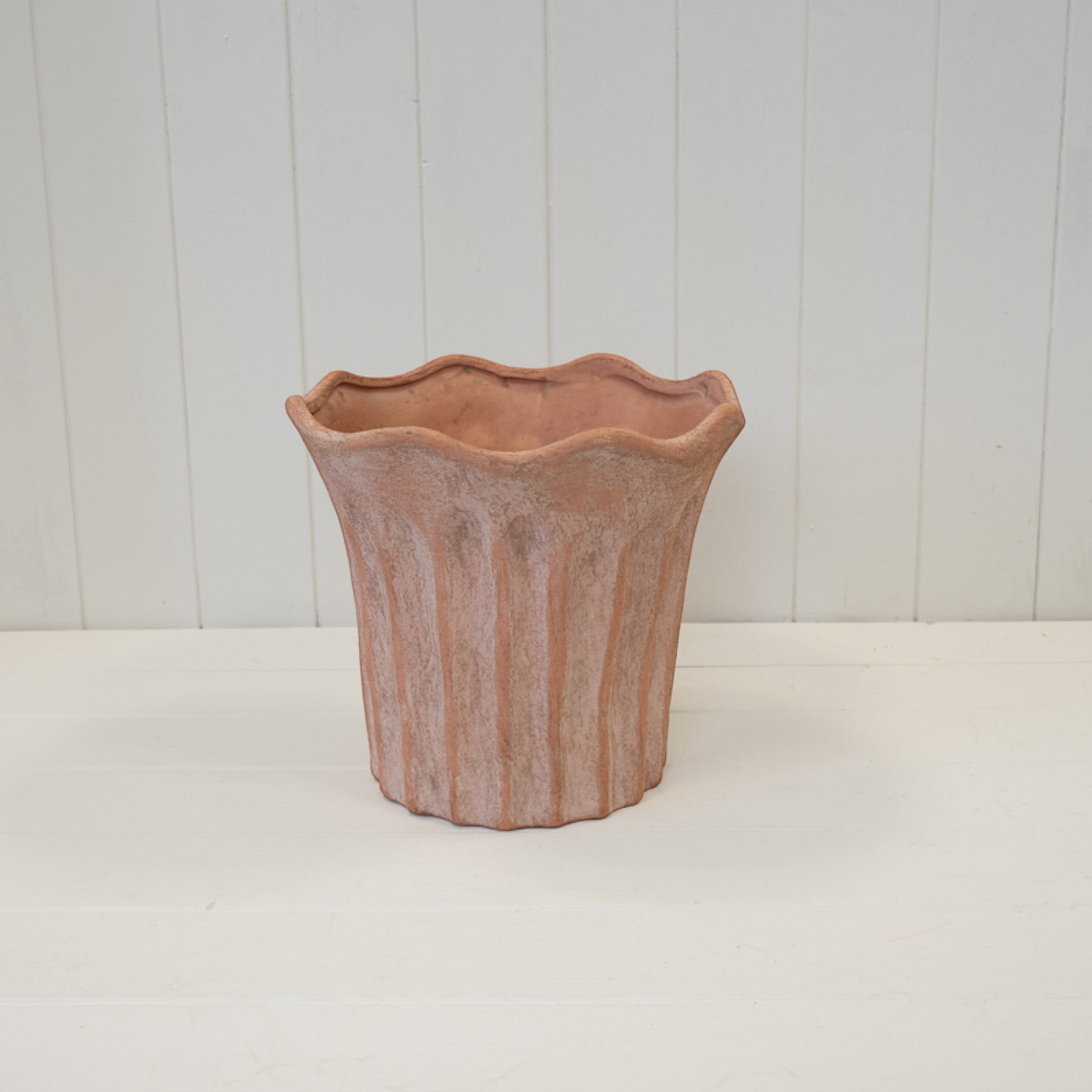Large Terracotta Fluted Stoneware Pot