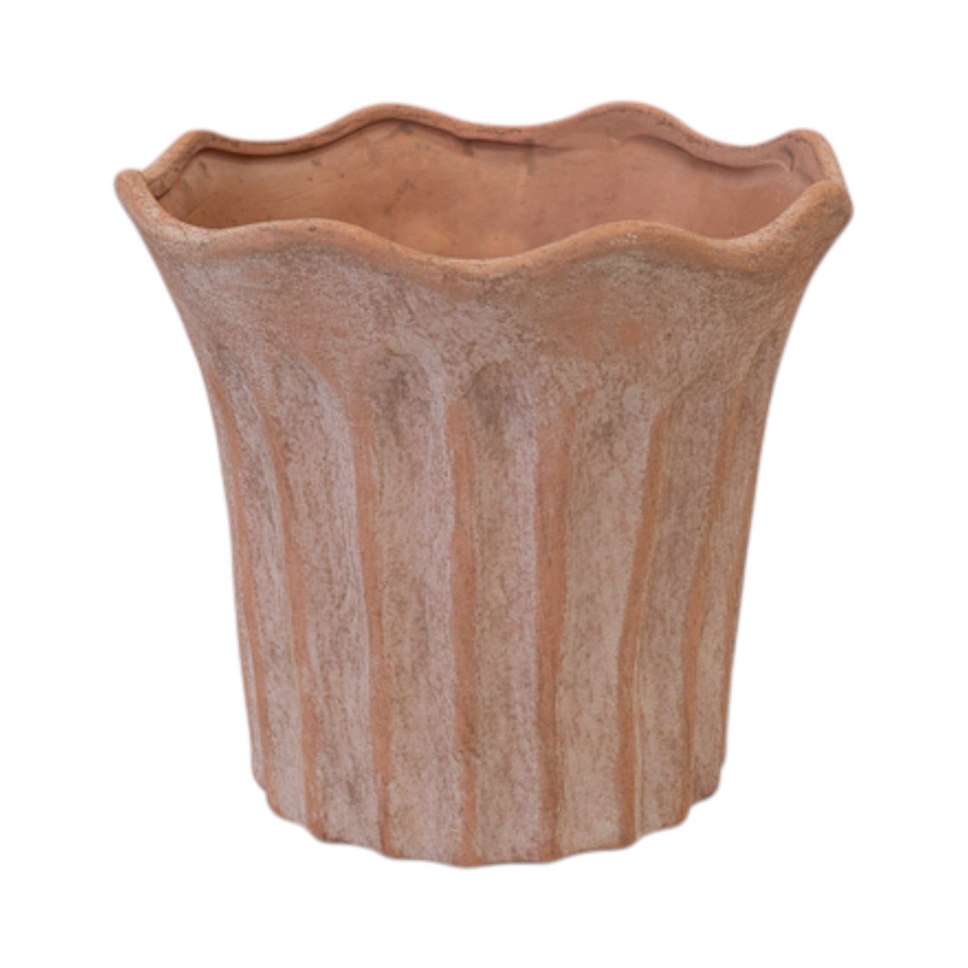 Large Terracotta Fluted Stoneware Pot