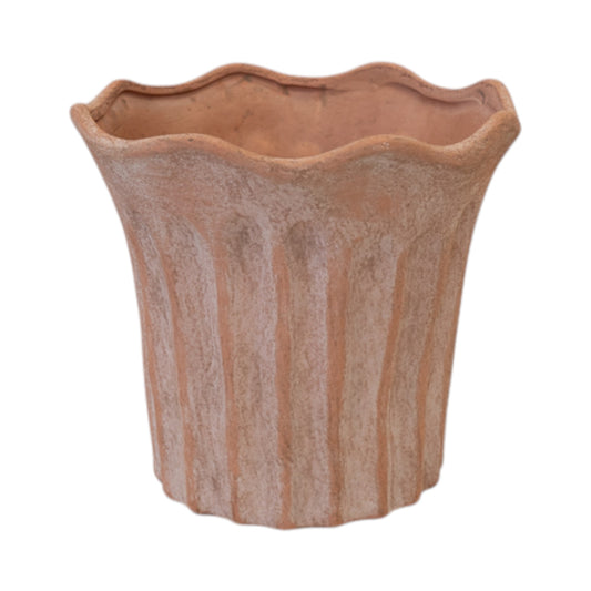 Large Terracotta Fluted Stoneware Pot