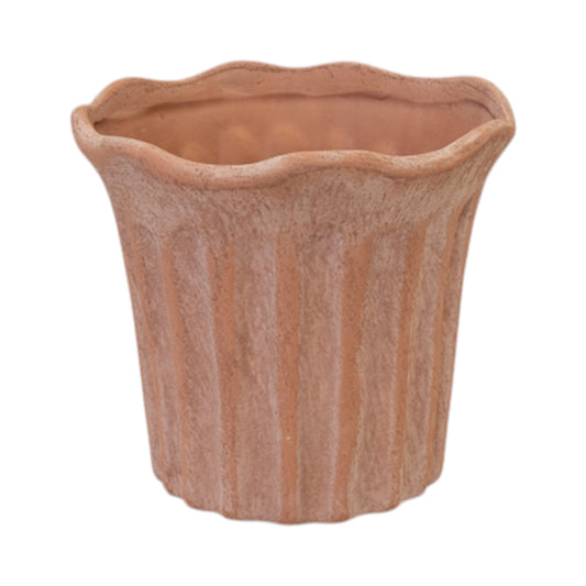 Medium Terracotta Fluted Stoneware Pot
