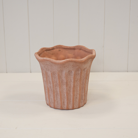 Small Terracotta Fluted Stoneware Pot