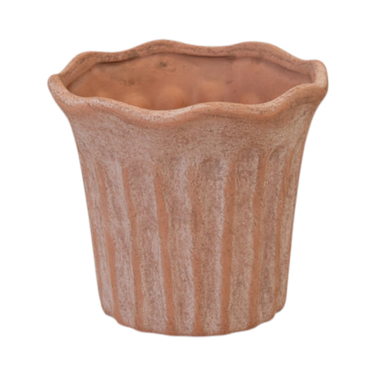 Small Terracotta Fluted Stoneware Pot