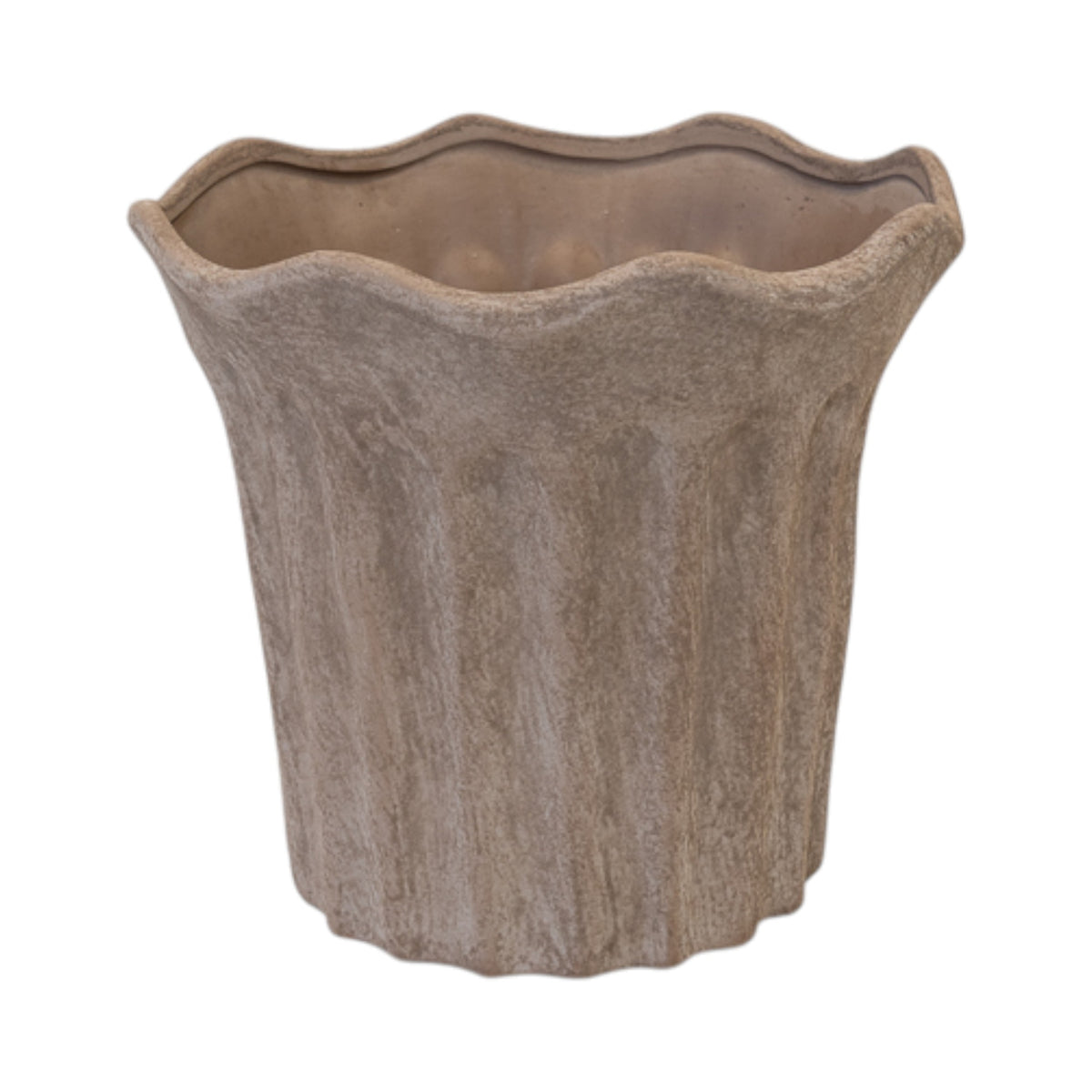 Large Brown Fluted Stoneware Pot