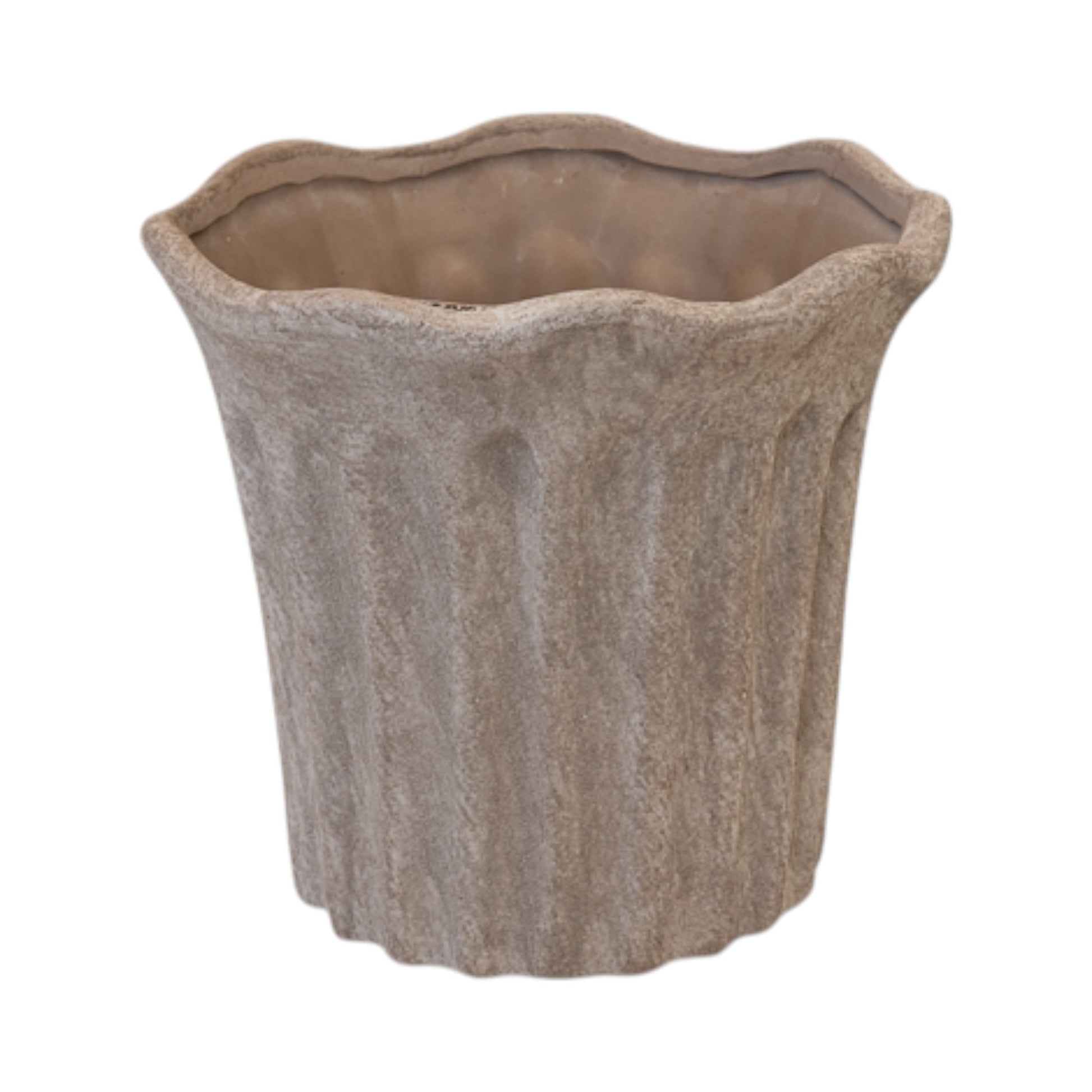 Medium Brown Fluted Stoneware Pot