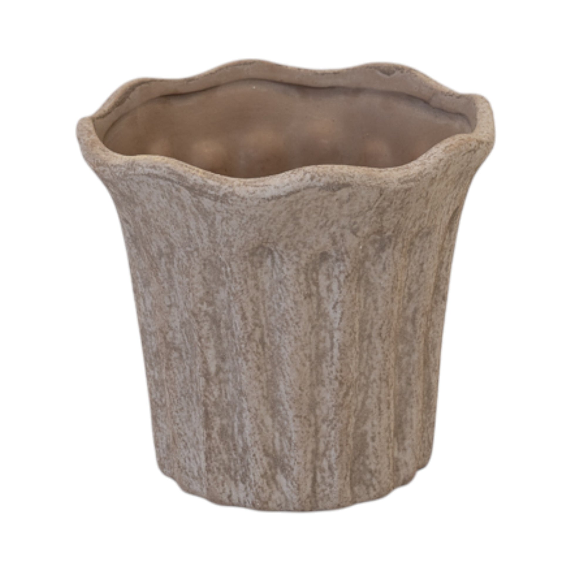 Small Brown Fluted Stoneware Pot