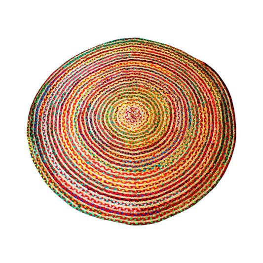 Round Jute and Recycled Cotton Rug - 150 cm