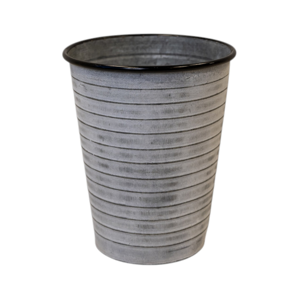 Vintage Whitewashed Garden Long Tom Planter (ribbed) with Drainage Hole