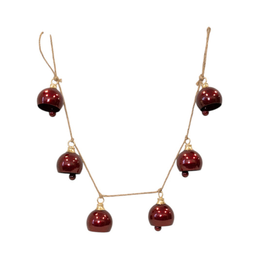 Glossy Deep Red Metal 6 Bell Garland