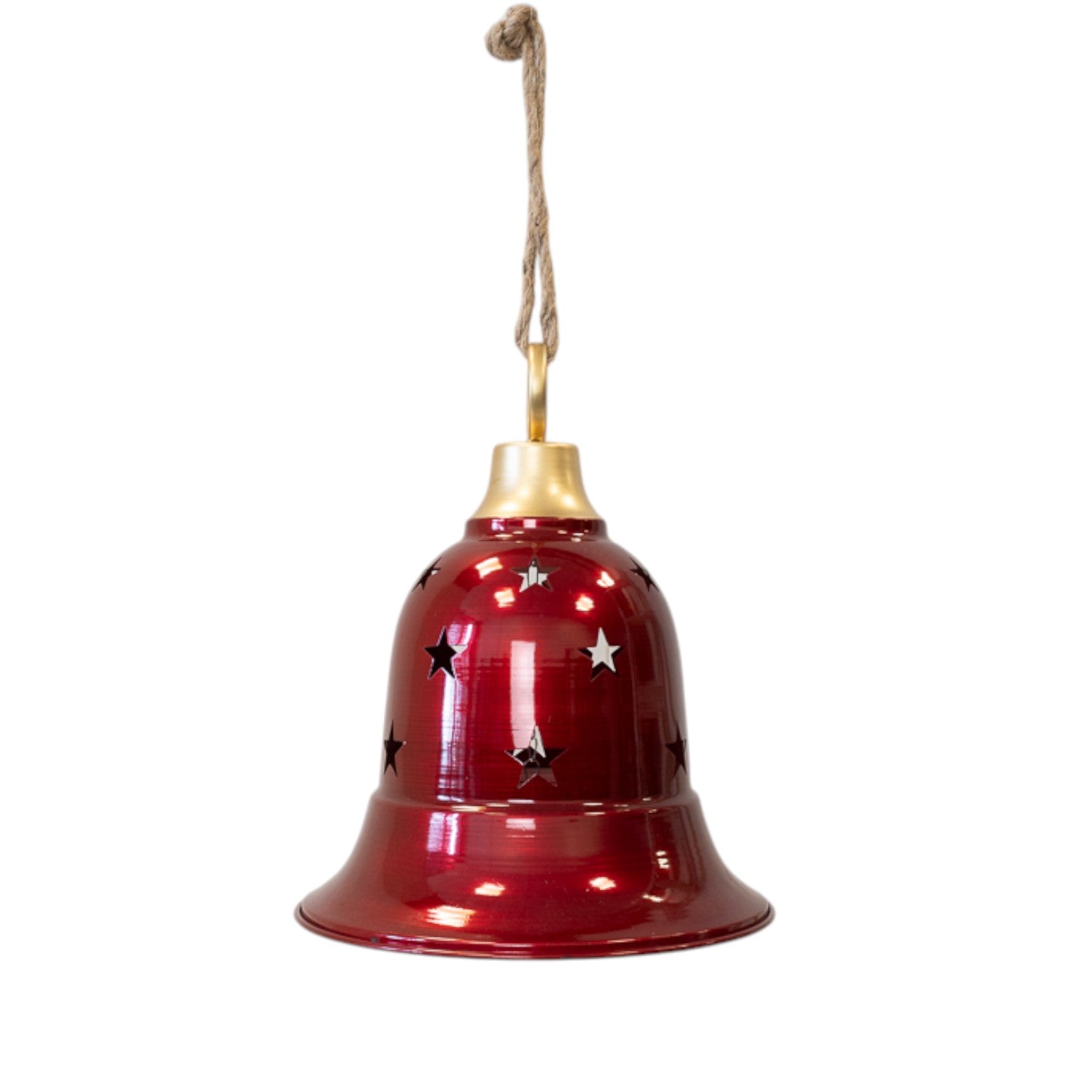 Glossy Red Metal Bell with Cutout Detail Large