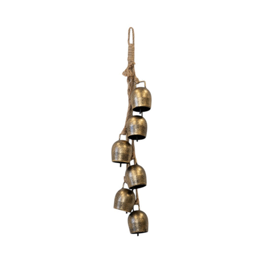 Metal Gold 6 Cowbell Hanging Garland