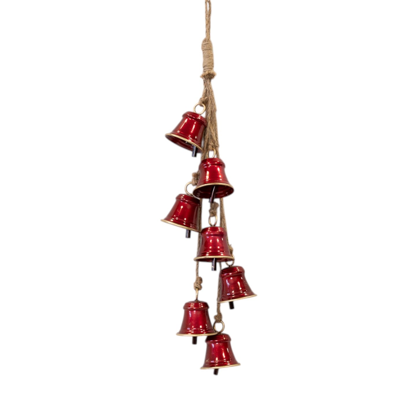 Metal Glossy Red 7 Bell Hanging Garland