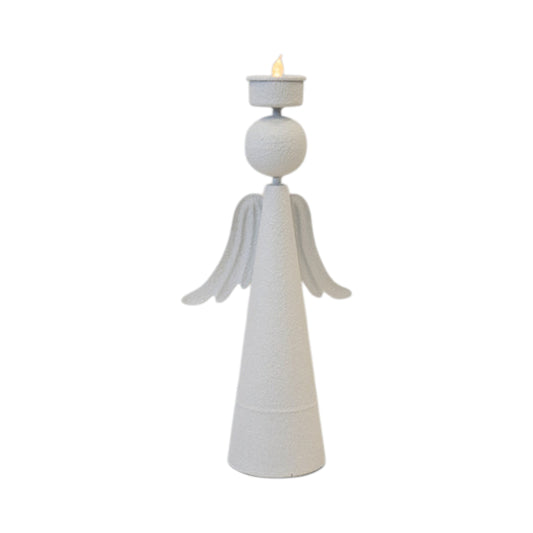 Off White Metal Angel Tealight Holder 32cm