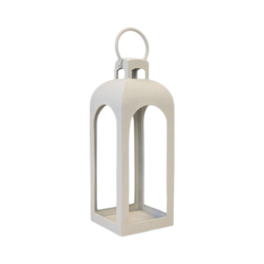 Small Off White Metal Open Face Lantern 41cm
