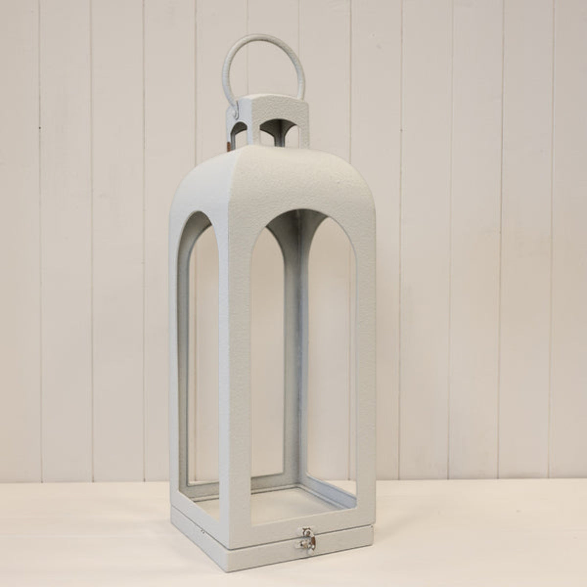 Large Off White Metal Open Face Lantern 60cm