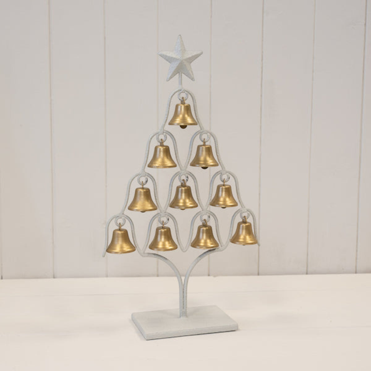 Off White Christmas Tree with Brushed Gold Bells 38cm