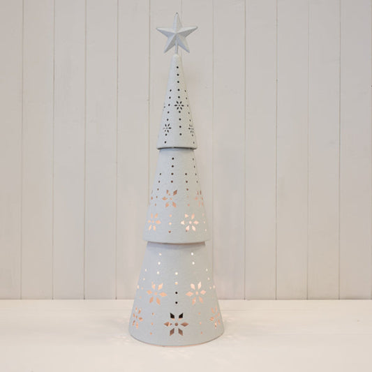 Large Off White Cutout Metal LED Christmas Tree 70cm