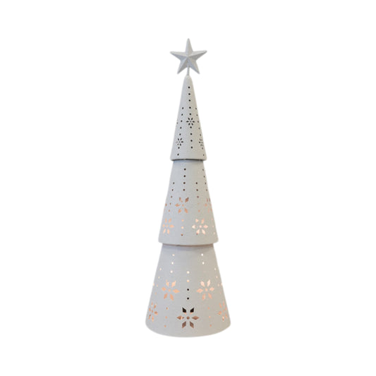 Large Off White Cutout Metal LED Christmas Tree 70cm