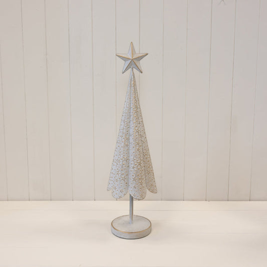 Large Off White Tree with Brushed Gold Stars 71cm