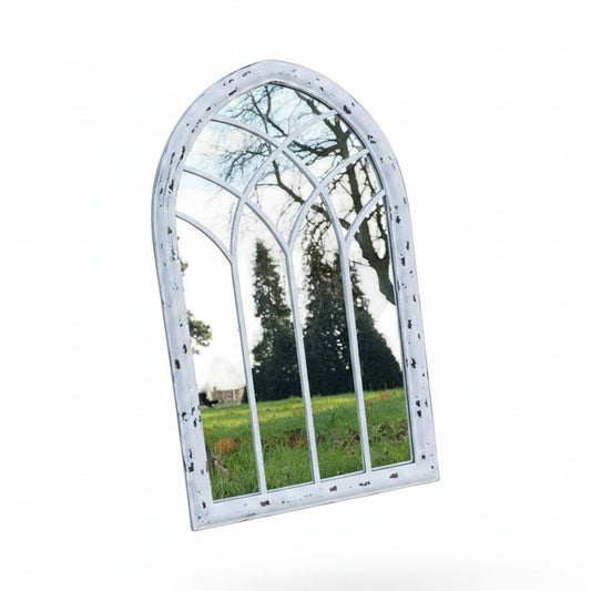 Large White Vintage Arched Mirror