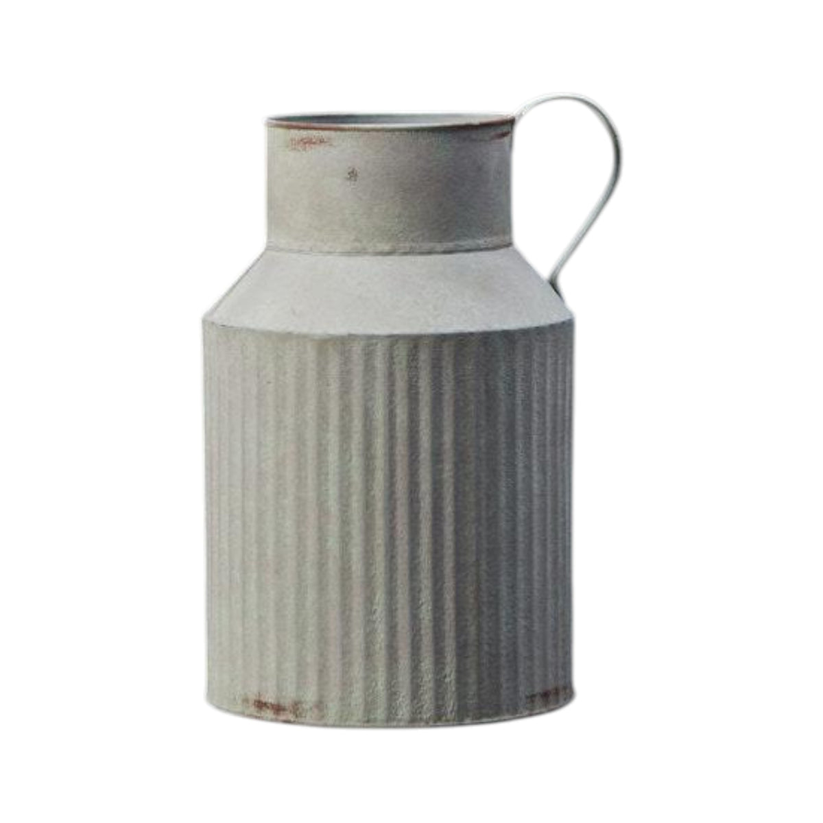 Vintage White Ribbed Zinc Planter