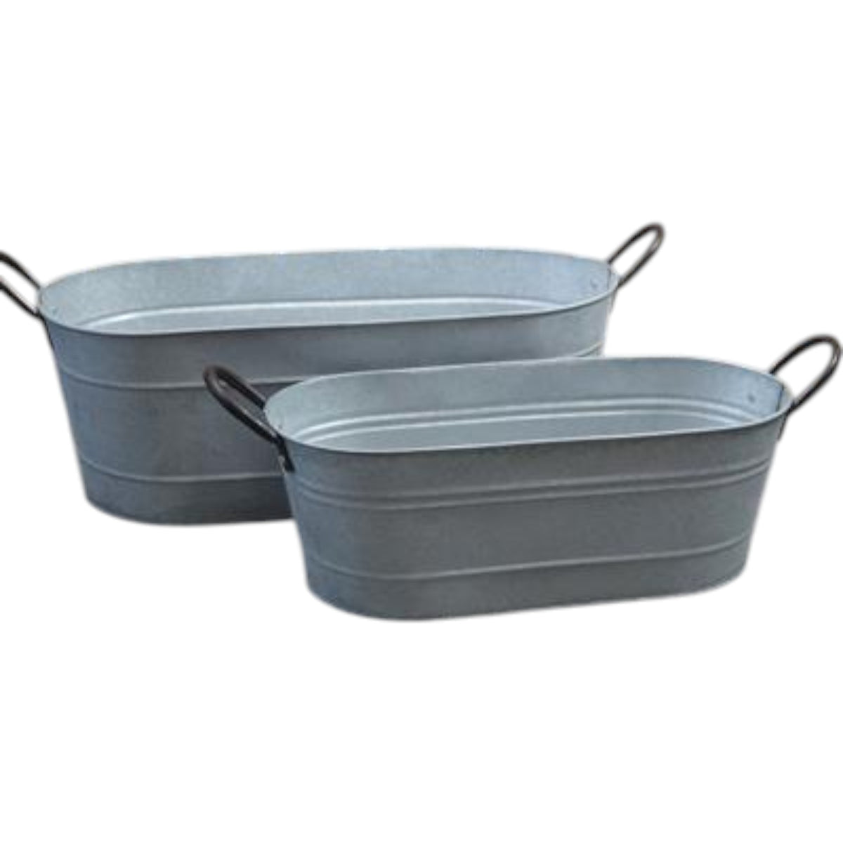 Set of Two Aged Zinc Troughs