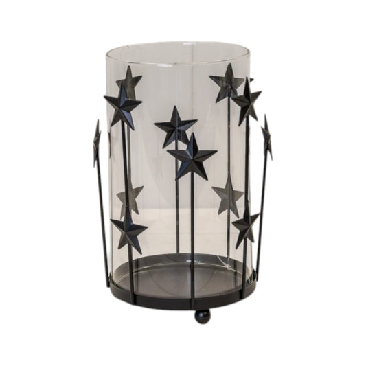 Large Black Metal Star Candle Holder with Glass Insert