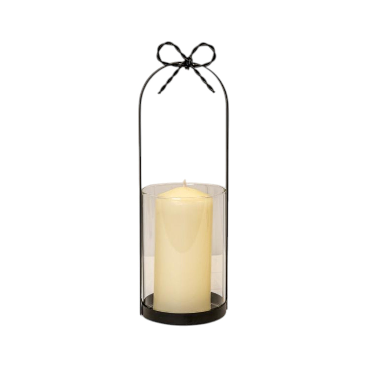 Medium Black Metal Candle Holder with Bow