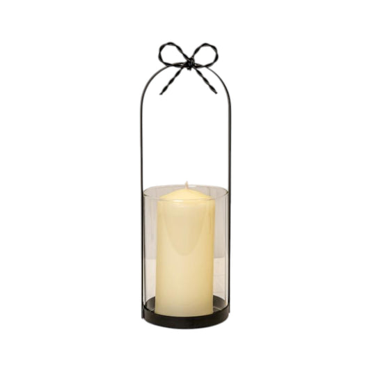 Medium Black Metal Candle Holder with Bow