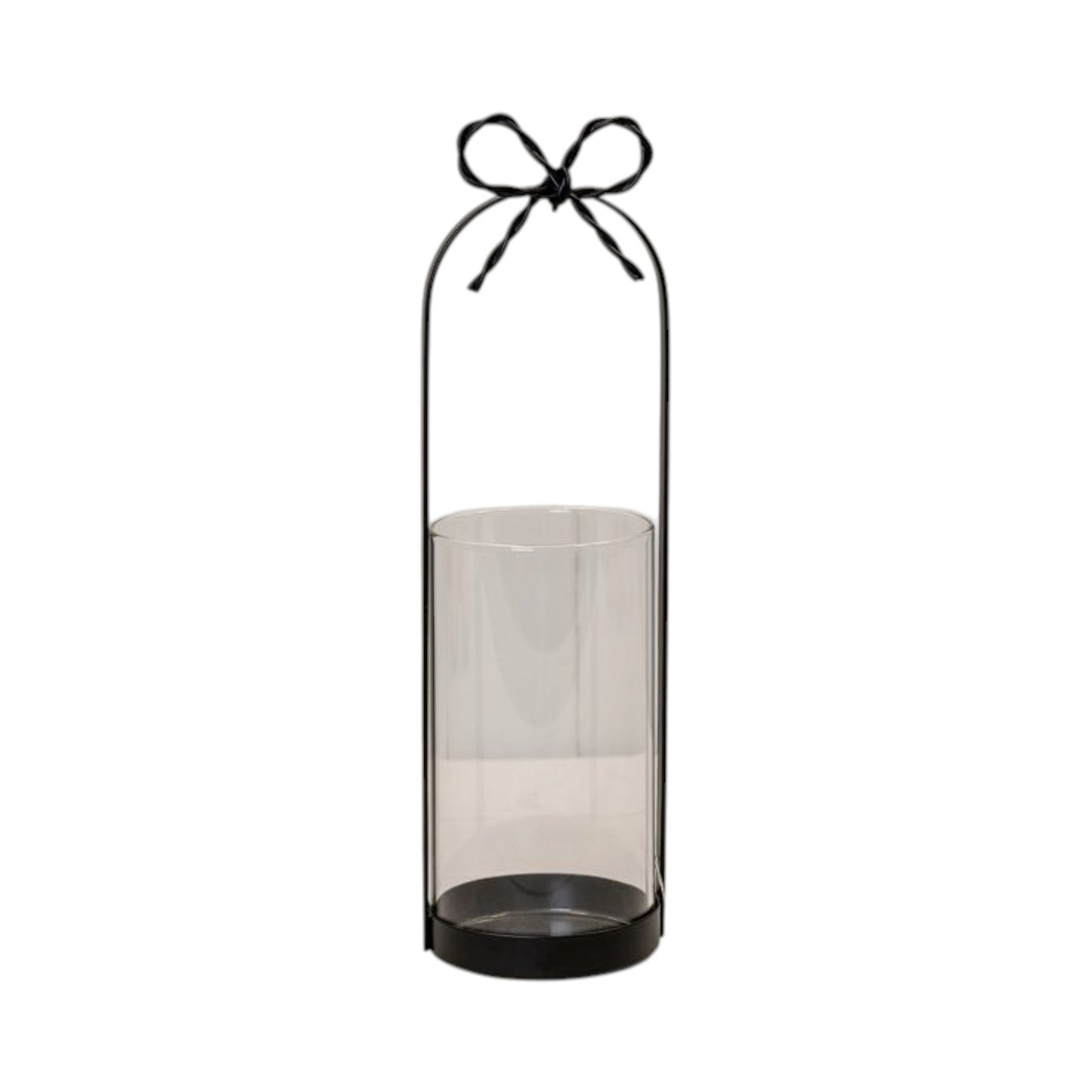Small Black Metal Candle Holder with Bow