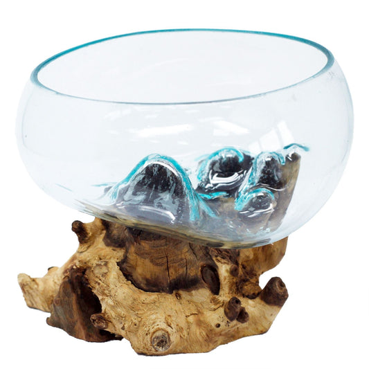 Molten Glass on Wood - Open Large Bowl