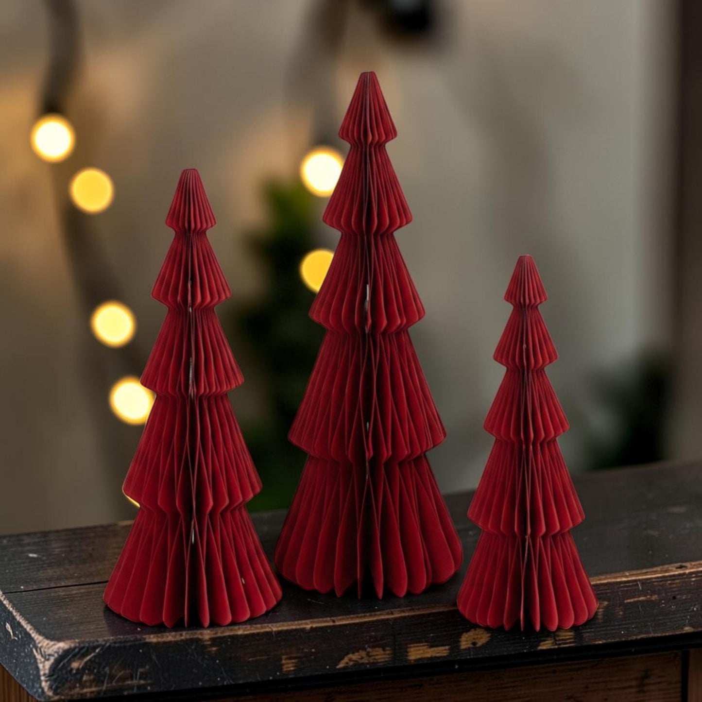 Set of 3 Red Standing Trees