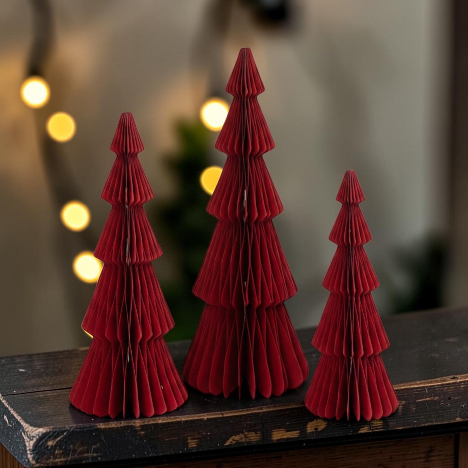 Set of 3 Red Standing Trees