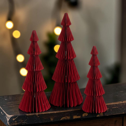 Set of 3 Red Standing Trees