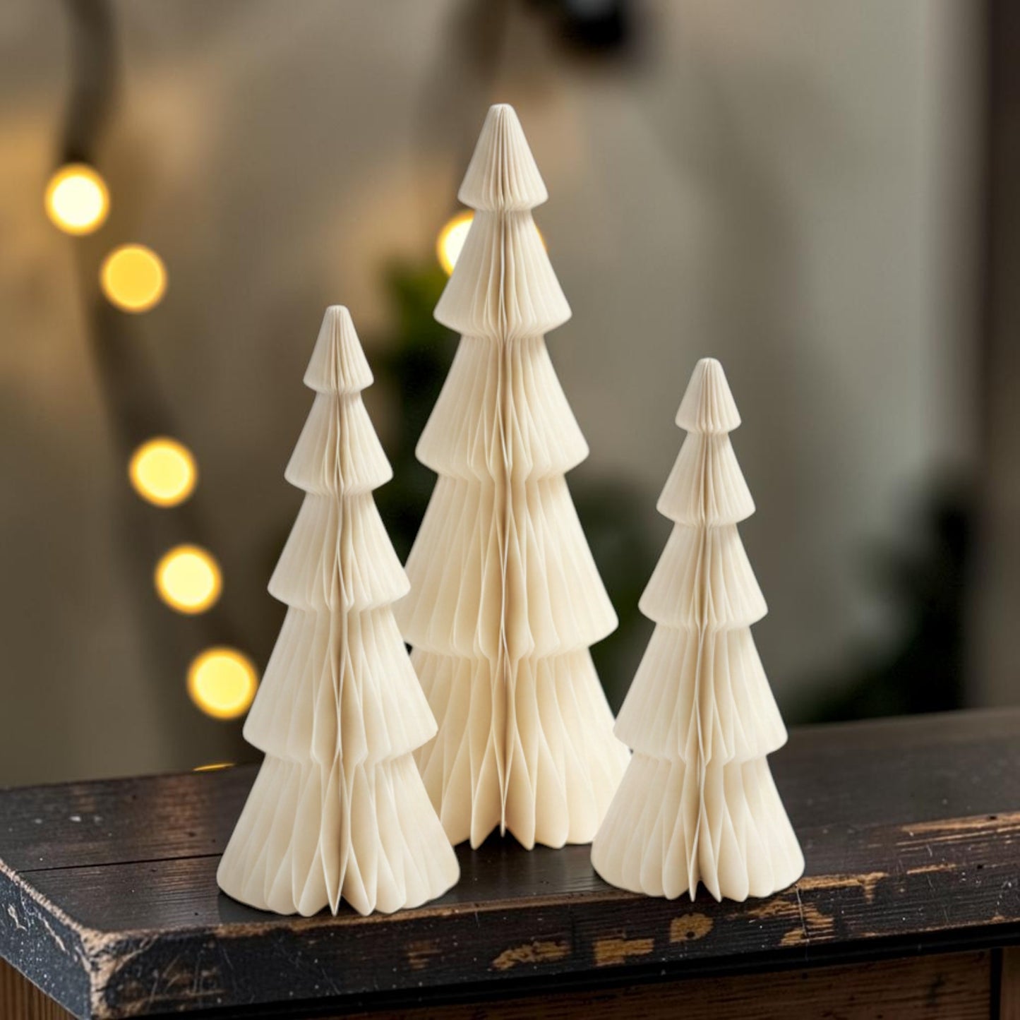 Set of 3 White Standing Trees